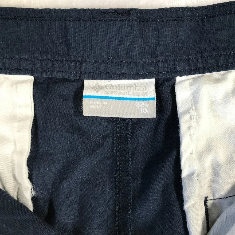 Columbia Mens Navy Blue Chino Hiking Shorts Size 32W 10L Outdoor Casual Cotton